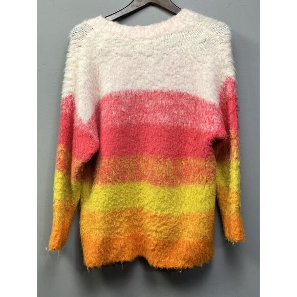 Anthropologie Simone Striped Sunset Sweater Womens small Wool Alpaca Orange Pink - Picture 2 of 6